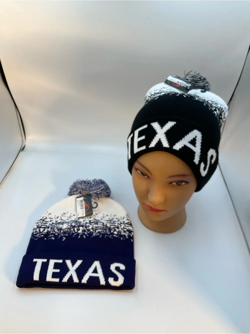 Texas Pom Beanie Set - Pink & Navy